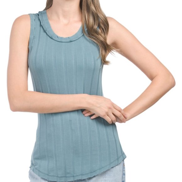 NEW WEARABLES BY XCVI Tank Top Goblin Organic cotton/rayon blend Blue 161tn - Picture 1 of 3
